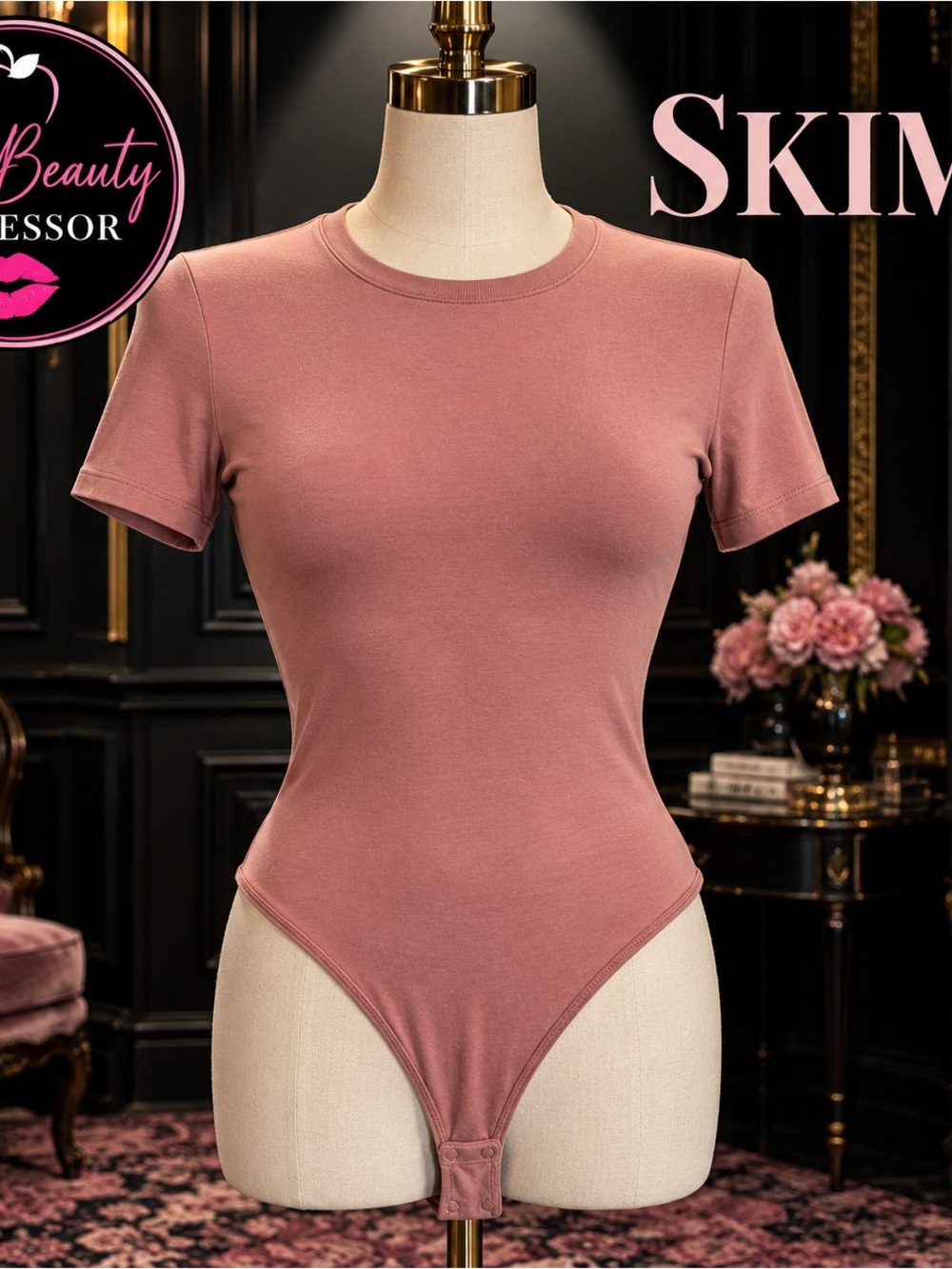 💕 SKIMS Cotton Jersey T-Shirt Bodysuit Rose Clay Size M